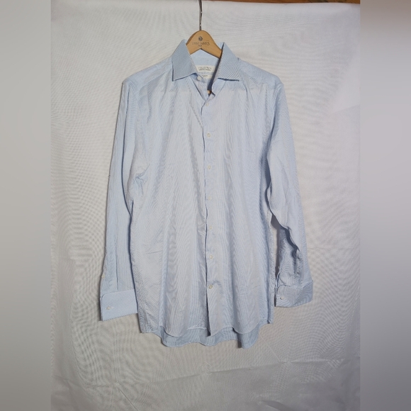 Collection By Michael Strahan sz 16 34/35 Men's Blue Dress Shirt French Cuffs - Picture 2 of 5